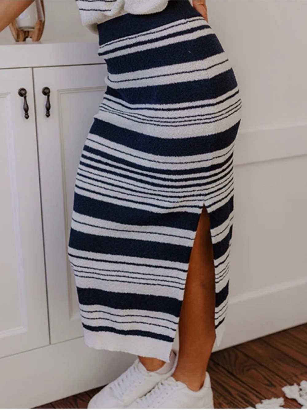 PIERS AND CHEERS HIGH WAIST STRIPE KNIT
SKIRT
